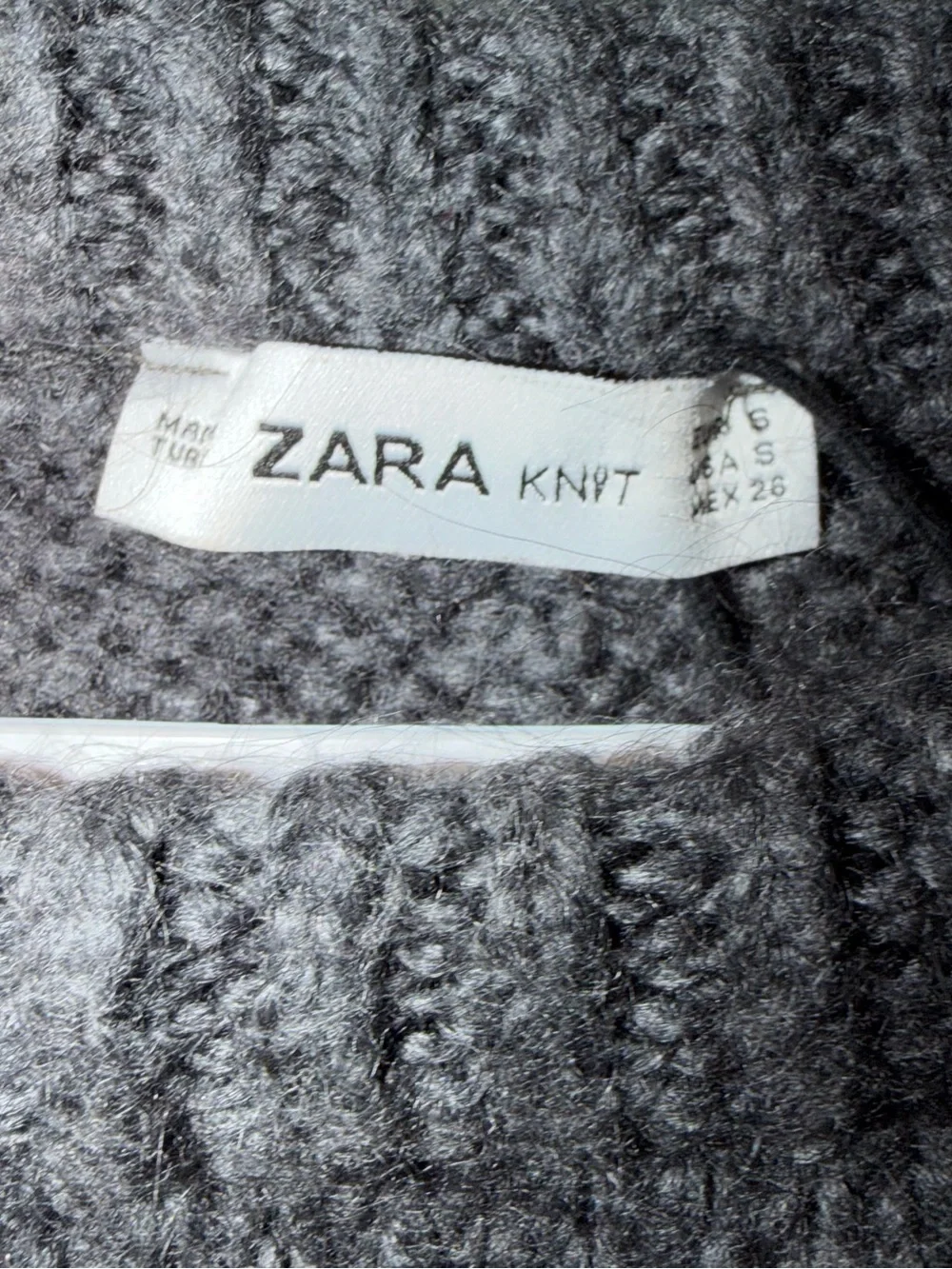 Zara Knit‎ Women’s Dark Gray Chunky Knit Crewneck Sweater Wool/Mohair NWOT Small